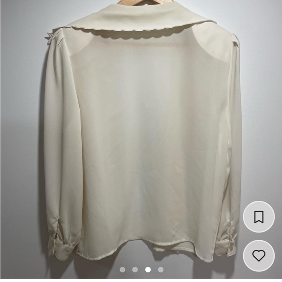 Vintage button up blouse with embroidered bow collar - Picture 3 of 4